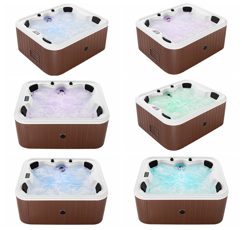 Rectangular 4 People Whirlpool Massage SPA Hot Tub Acrylic Outdoor Freestanding Bath Tub