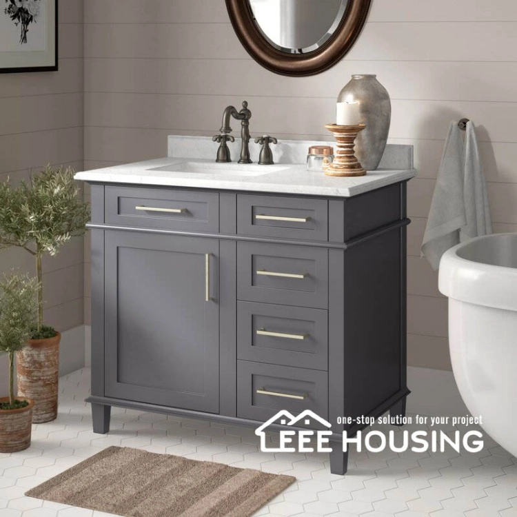 China Factory Directly Popular Modern Solid Wood Shaker Style Floor Mounted Bathroom Vanity Made in China