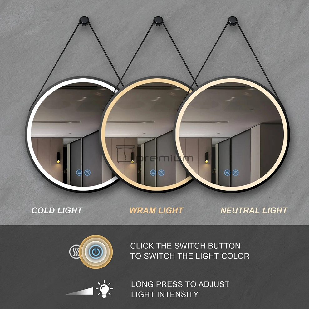 LED Light Wall Mirror Vanities Mirror Illuminated Bathroom Mirror Bath Smart Makeup Mirrortouch LED Round Mirror